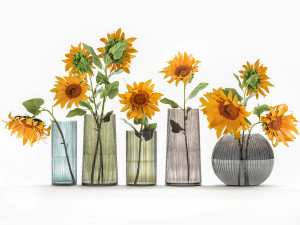 flower bouquet of sunflowers in a vase 120 3D Model