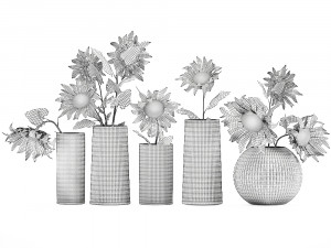 flower bouquet of sunflowers in a vase 120 3D Model