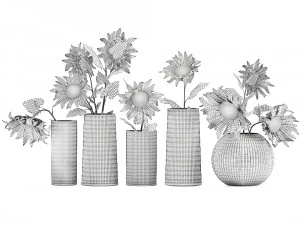 flower bouquet of sunflowers in a vase 120 3D Model