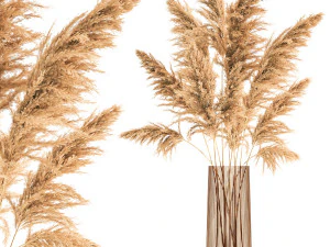 buqu&ecirc; de junco seco em um vaso 121 Modelo 3D