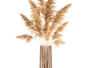 bouquet of dried reeds in a vase 121 3D Model