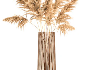 bouquet of dried reeds in a vase 121 3D Model