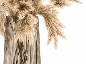 bouquet of dried reeds in a vase 122 3D Model