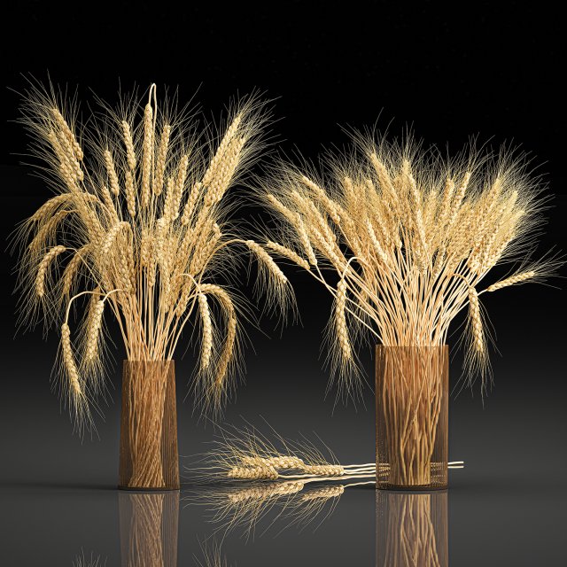 decorative bouquet of wheat ears in a vase for decor 123 Modello 3D .c4d .max .obj .3ds .fbx .stl .blend 