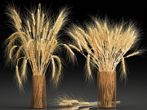 decorative bouquet of wheat ears in a vase for decor 123 3D Model