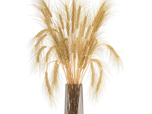 decorative bouquet of wheat ears in a vase for decor 123 3D Model