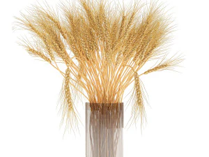 decorative bouquet of wheat ears in a vase for decor 123 3D Model