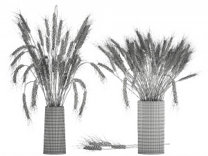 decorative bouquet of wheat ears in a vase for decor 123 Modello 3D