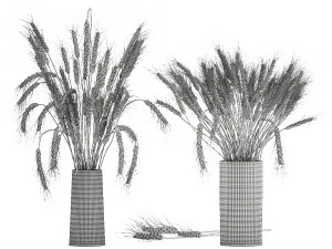 decorative bouquet of wheat ears in a vase for decor 123 3D Model
