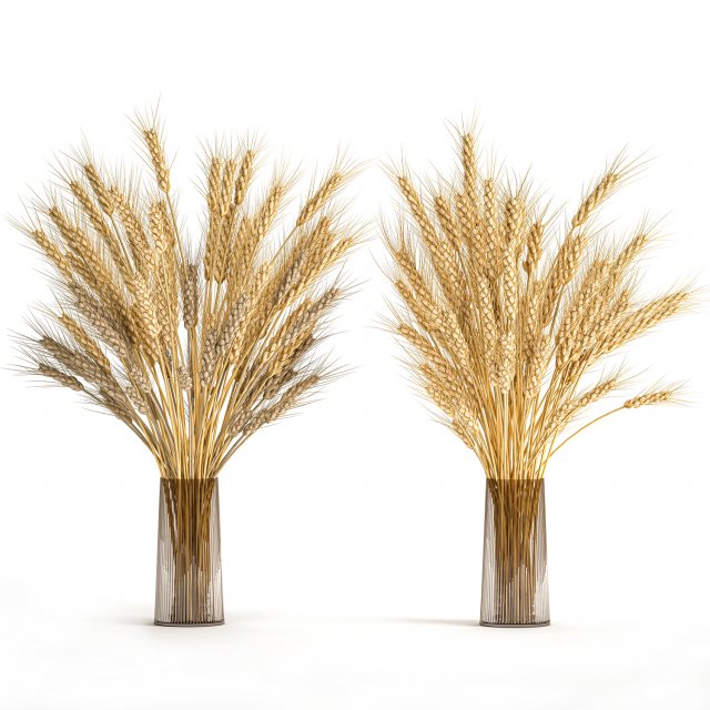 decorative bouquet of wheat ears in a vase for decor 124 3D Model .c4d .max .obj .3ds .fbx .stl .blend 