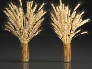 decorative bouquet of wheat ears in a vase for decor 124 3D Model