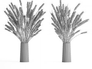 decorative bouquet of wheat ears in a vase for decor 124 3D Model
