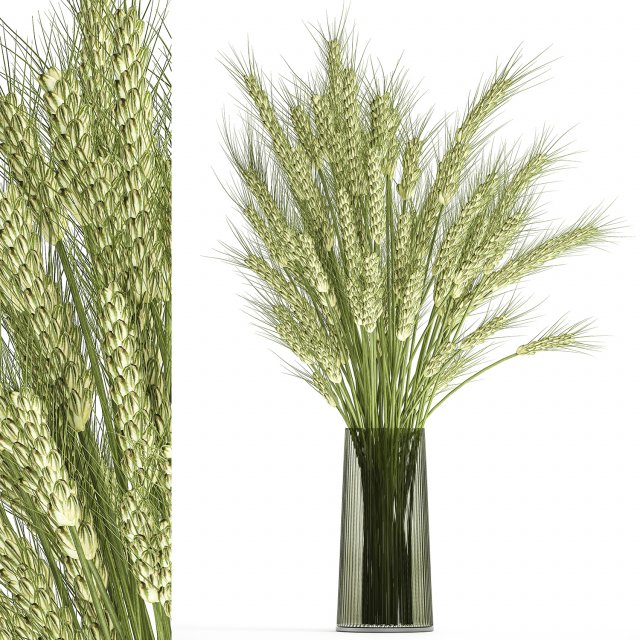 decorative bouquet of wheat ears in a vase for decor 125 3D Model .c4d .max .obj .3ds .fbx .stl .blend 