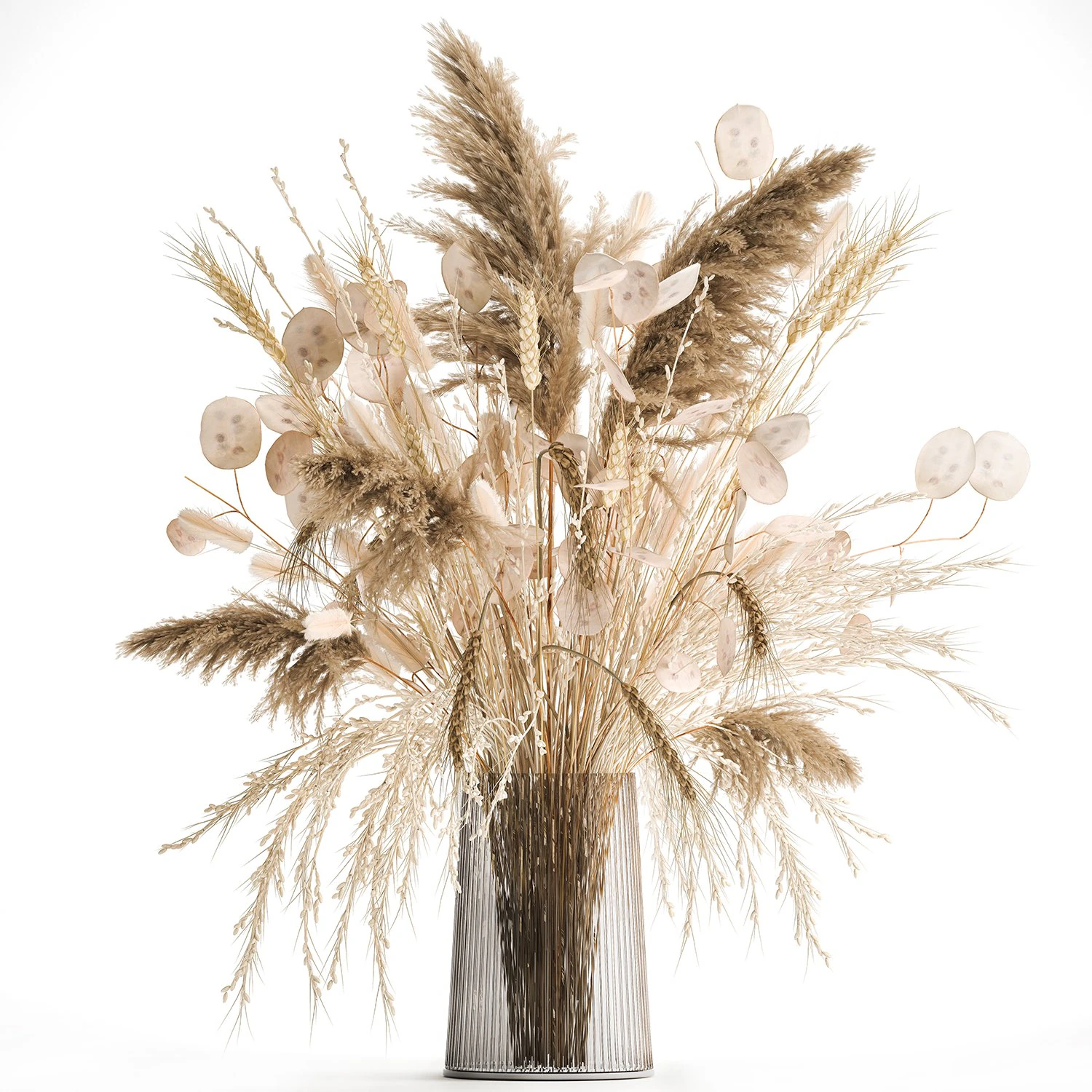 bouquet of dried flowers in a glass vase 126 3D Model .c4d .max .obj .3ds .fbx .stl .blend