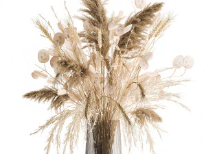 bouquet of dried flowers in a glass vase 126 3D Model