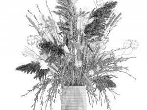 bouquet of dried flowers in a glass vase 126 3D Модель
