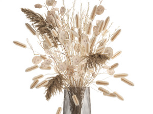 bouquet of dried flowers in a glass vase 127 3D Model