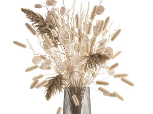 bouquet de fleurs séchées dans un vase en verre 127 Modèle 3D