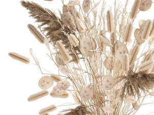 bouquet of dried flowers in a glass vase 127 3D Model