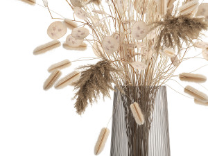 bouquet of dried flowers in a glass vase 127 3D Model