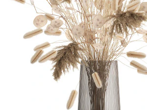 bouquet of dried flowers in a glass vase 127 3D Model