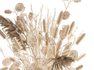 bouquet of dried flowers in a glass vase 127 3D Model