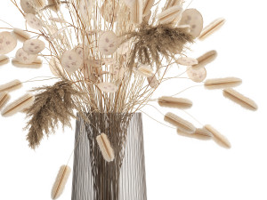 bouquet of dried flowers in a glass vase 127 3D Model