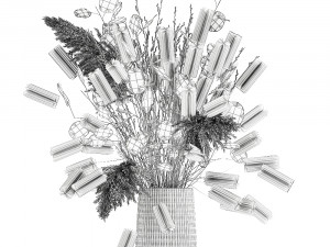 bouquet of dried flowers in a glass vase 127 3D Model