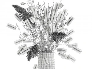 bouquet of dried flowers in a glass vase 127 3D Model