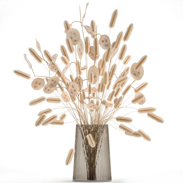 bouquet of dried flowers in a glass vase 128 Model 3D .c4d .max .obj .3ds .fbx .stl .blend 