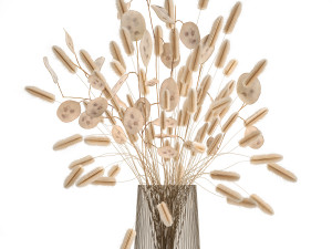 bouquet of dried flowers in a glass vase 128 3D 모델