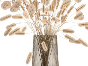 bouquet of dried flowers in a glass vase 128 3D Model