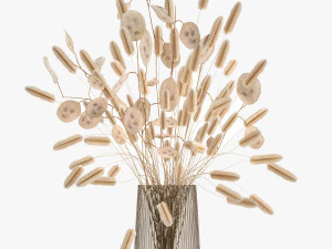 bouquet of dried flowers in a glass vase 128 3D Model