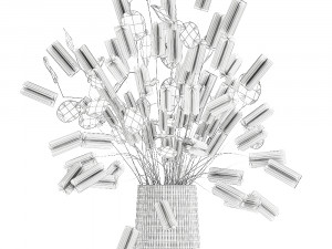 bouquet of dried flowers in a glass vase 128 Model 3D
