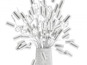 bouquet of dried flowers in a glass vase 128 3D Model