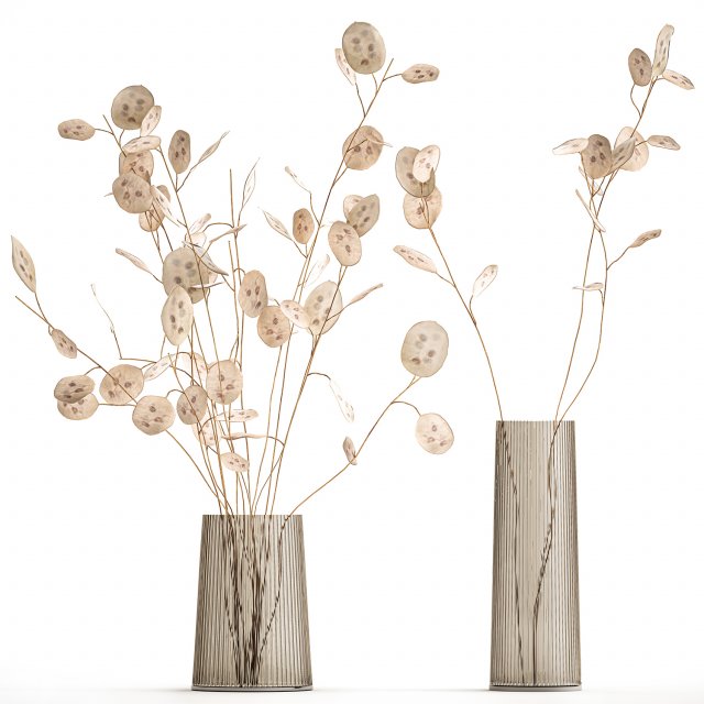 bouquet of dried flowers lunaria in a glass vase 129 3D 模型 .c4d .max .obj .3ds .fbx .stl .blend 
