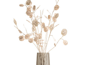 bouquet of dried flowers lunaria in a glass vase 129 3D 模型