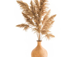 mazzo di fiori secchi lunaria in vaso di terracotta 130 Modello 3D