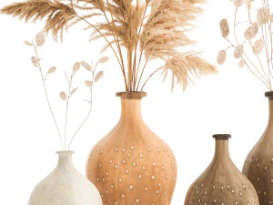 mazzo di fiori secchi lunaria in vaso di terracotta 130 Modello 3D