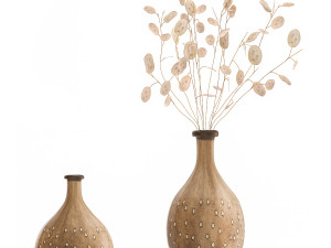 bouquet of dried flowers lunaria in a clay vase 130 Model 3D