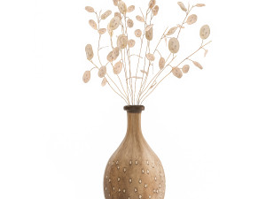 bouquet of dried flowers lunaria in a clay vase 130 Model 3D