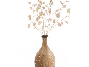 mazzo di fiori secchi lunaria in vaso di terracotta 130 Modello 3D