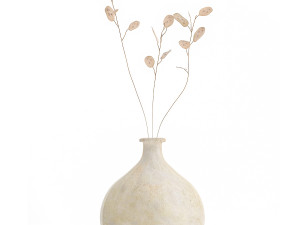 bouquet of dried flowers lunaria in a clay vase 130 Model 3D