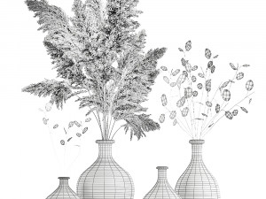 bouquet of dried flowers lunaria in a clay vase 130 Model 3D