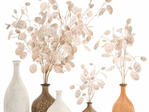 bouquet of dried flowers lunaria in a clay vase 131 3D 모델