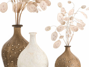 bouquet of dried flowers lunaria in a clay vase 131 3D Модель