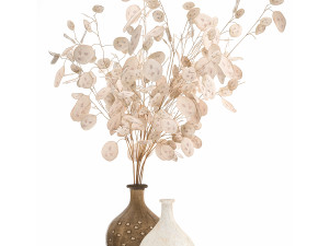 bouquet of dried flowers lunaria in a clay vase 131 3D Модель