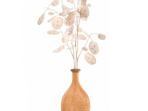 bouquet of dried flowers lunaria in a clay vase 131 3D Модель