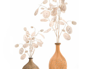 bouquet of dried flowers lunaria in a clay vase 131 3D Модель