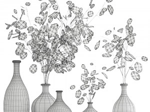 bouquet of dried flowers lunaria in a clay vase 131 3D Модель